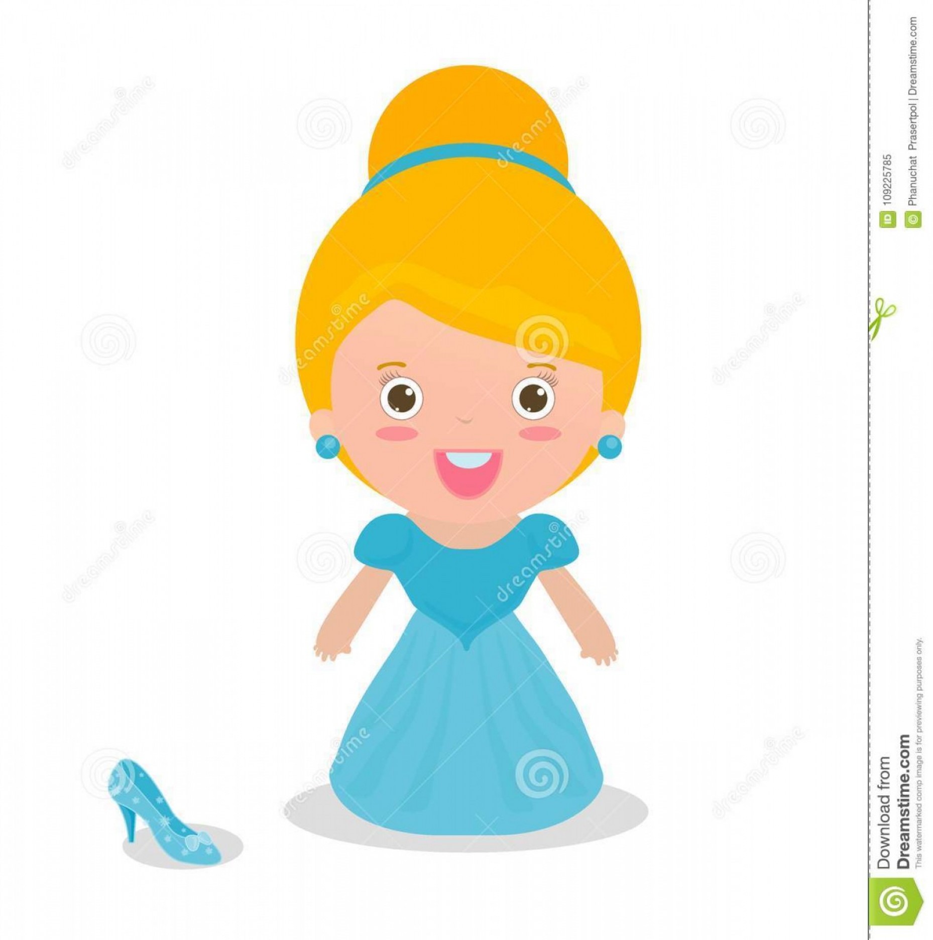 1858x1872 Cute Cinderella Vector Illustration Beautiful Blond Princess White