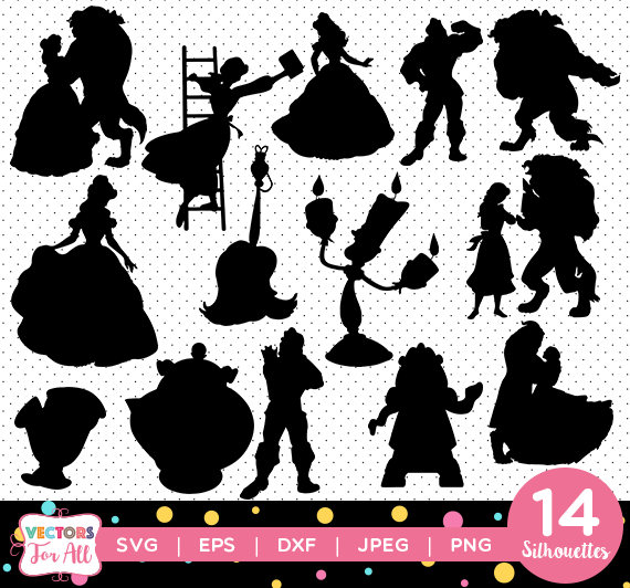 570x532 Beauty And The Beast Silhouettes Pack