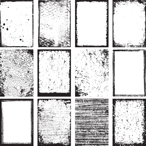 500x500 Grunge Black Frame Vector Material Set Free Download