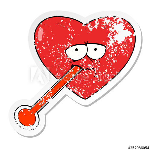 500x500 Distressed Sticker Of A Cartoon Love Sick Heart