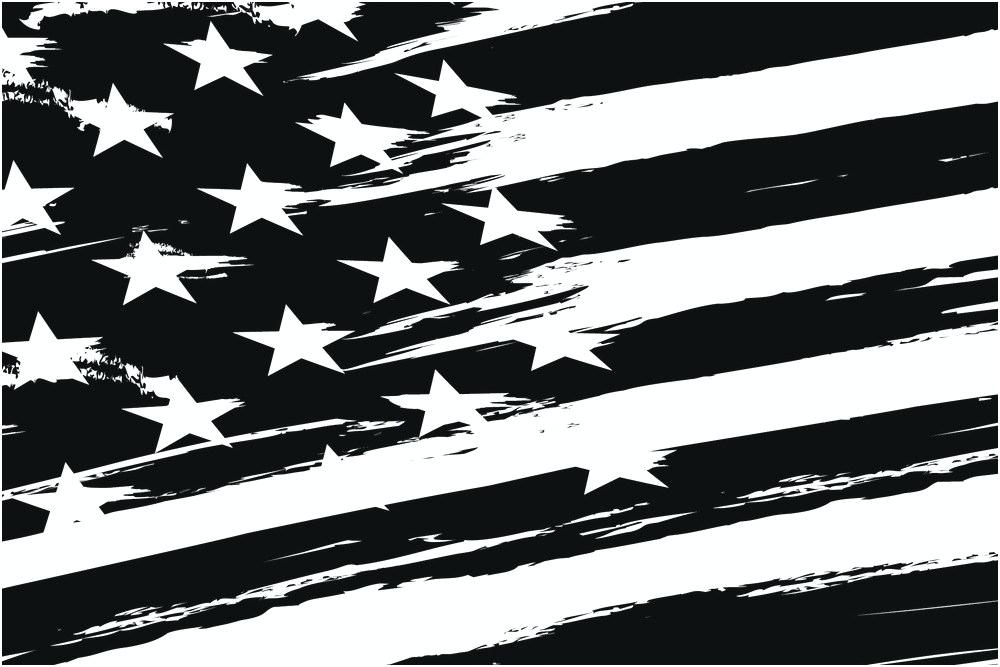 1000x667 Distressed American Flag Black And White. 