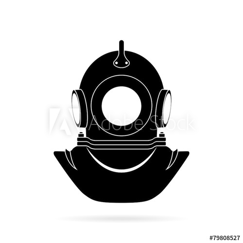 500x500 Diver Helmet, Black Silhouette On A White Background