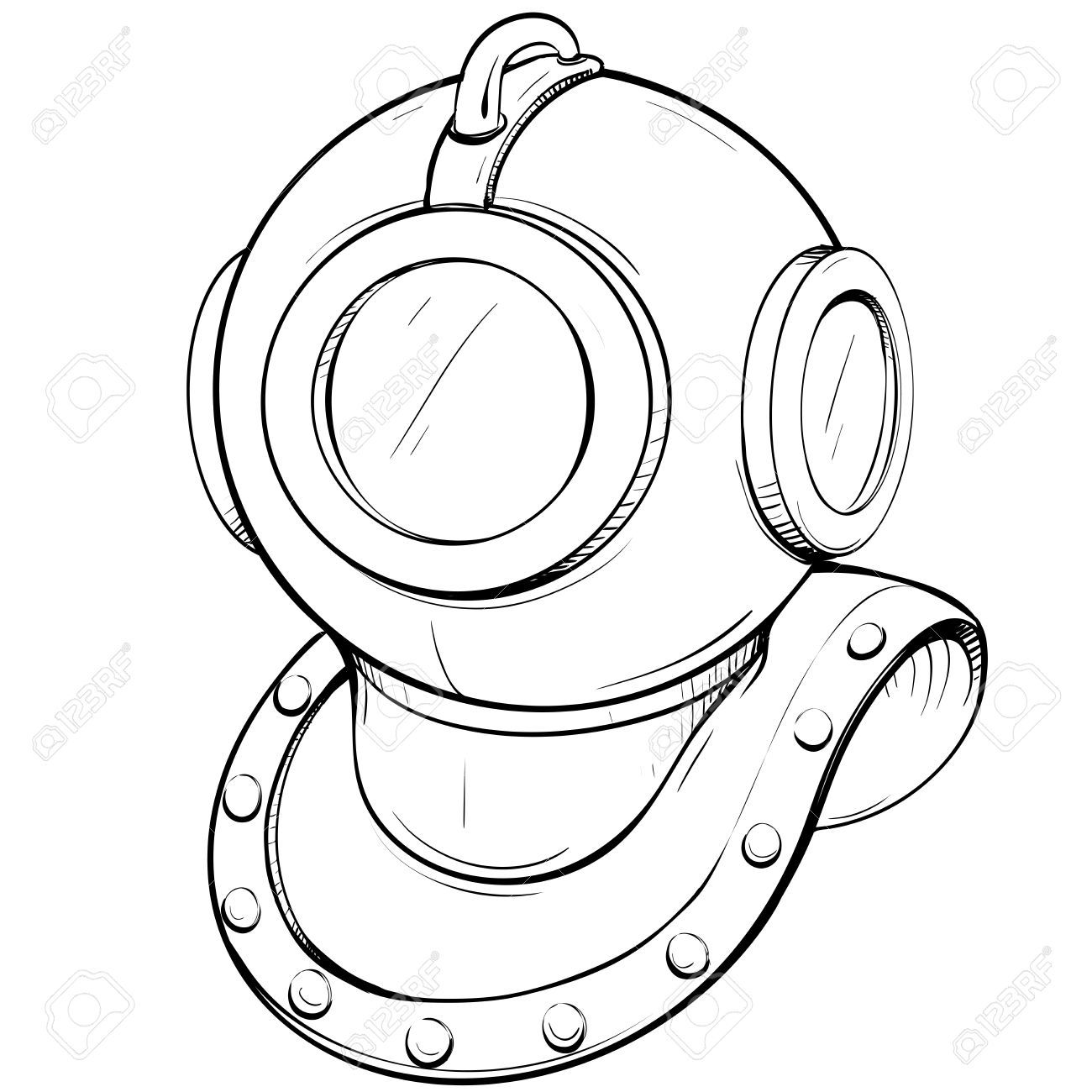 1300x1300 Diving Helmet Stock Vector Illustration And Royalty Free Diving