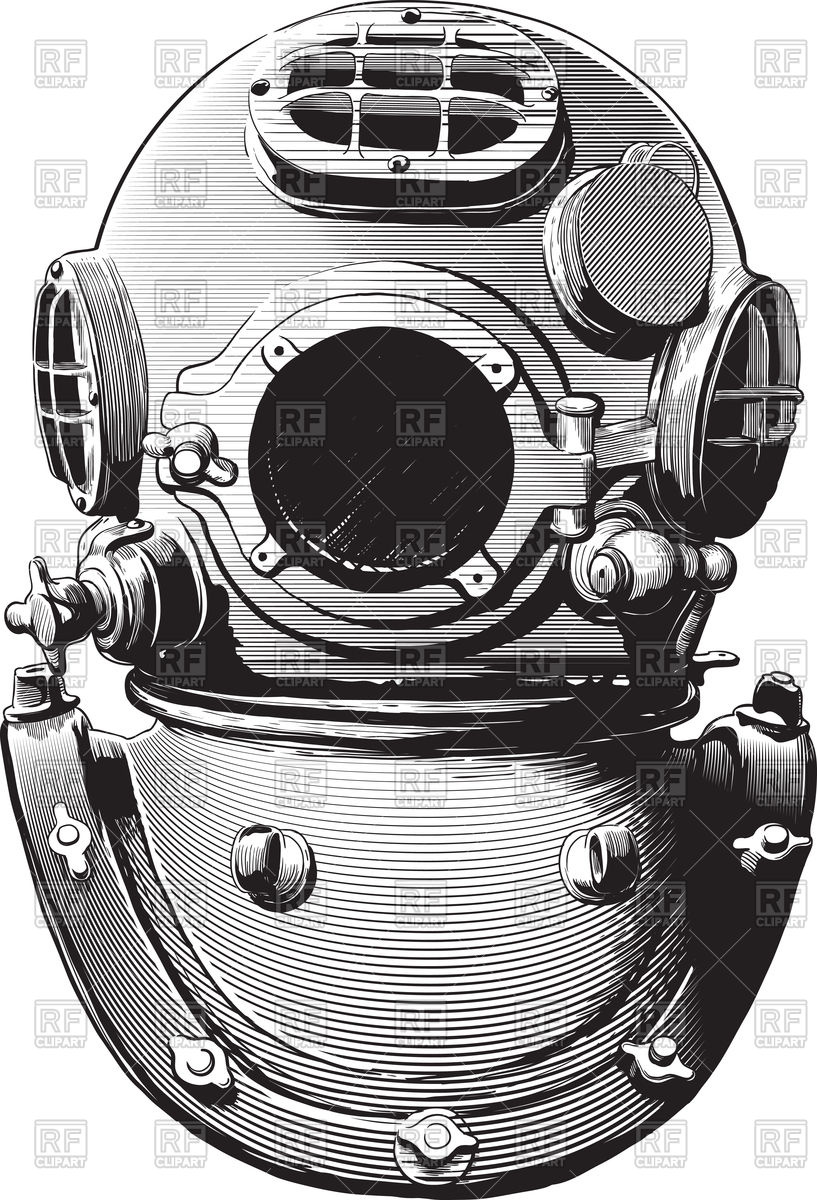 817x1200 Detail Of An Old Diving Heavy Brass Helmet Vector Image Of Objects