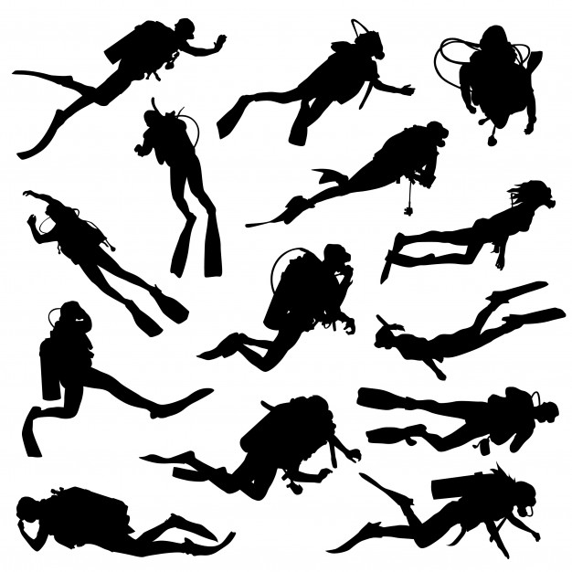 626x626 Diver Sport Sea Silhouette Clip Art Vector Premium Download