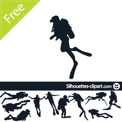 500x500 Diver Vector Silhouette Silhouettes Silhouette, Clip Art, Diving