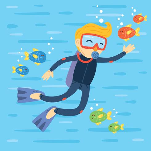 490x490 Flat Scuba Diving Vector