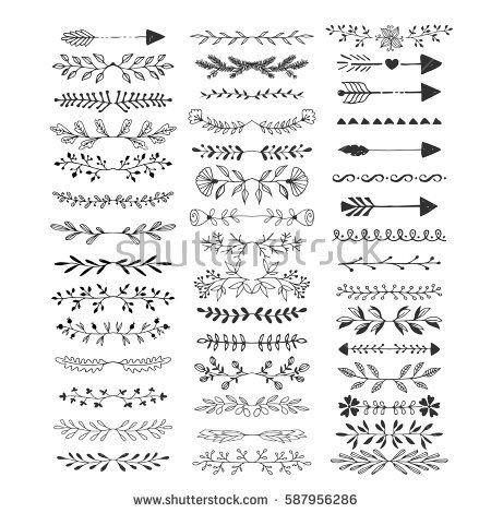 450x470 Hand Drawn Text Dividers Line Borders And Laurel Design Elements