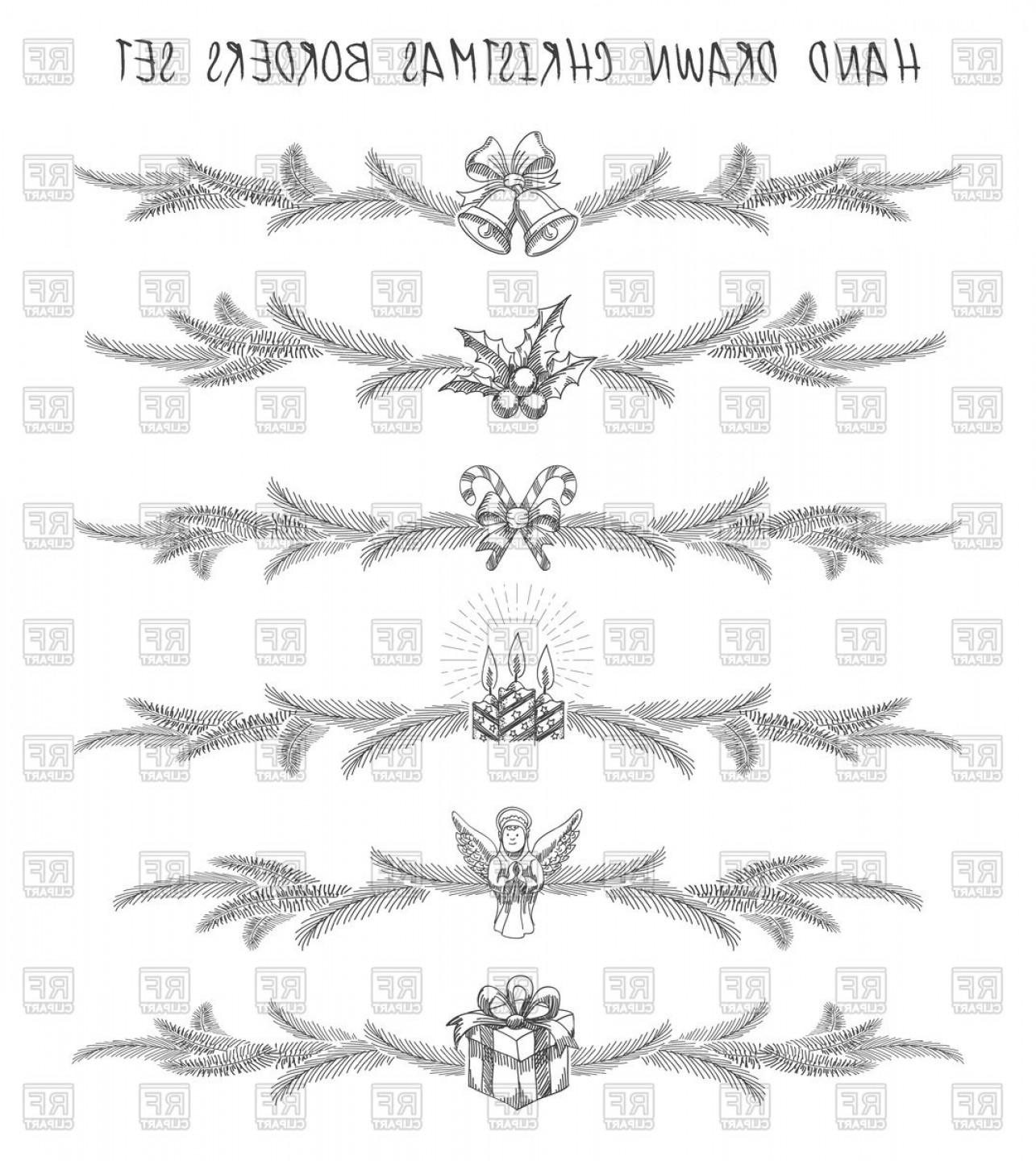 1285x1440 Hand Drawn Christmas Borders Vignettes And Dividers Vector Clipart