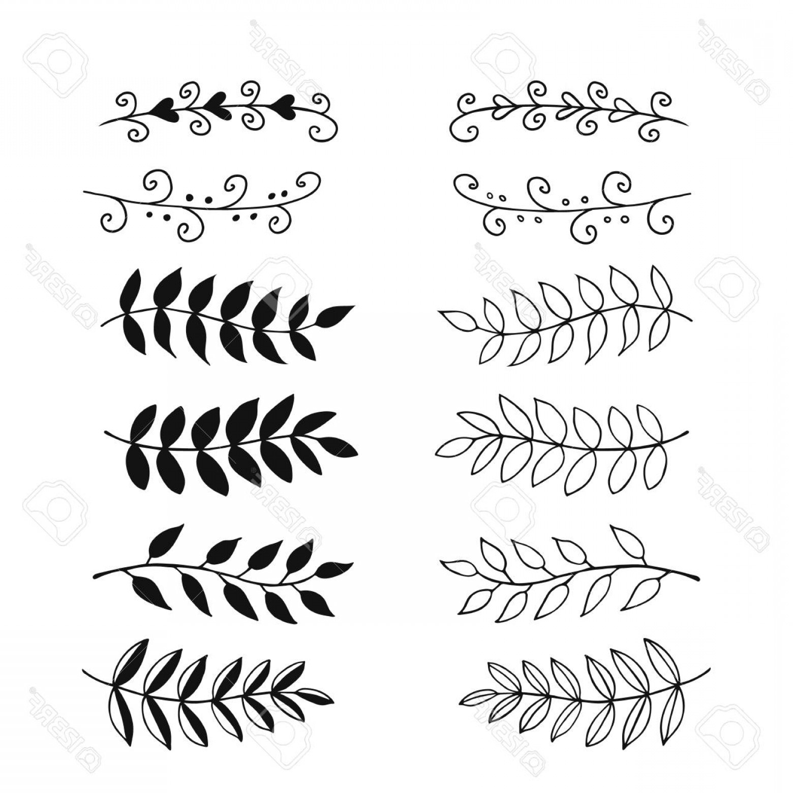 1560x1560 Photostock Vector Set Of Hand Drawn Floral Dividers Vector Borders