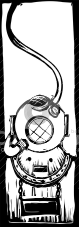 158x450 Diving Helmet Stock Vector