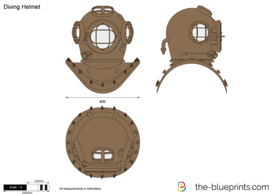 400x283 Diving Helmet Vector Drawing