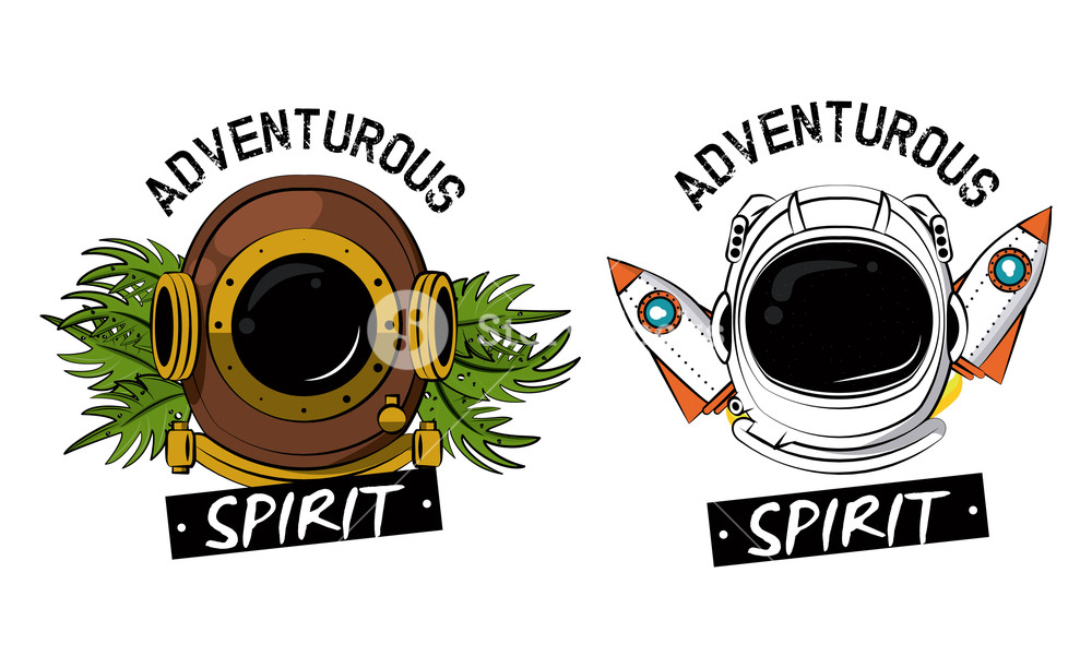 1000x612 Astronaut And Diving Helmet Designs Vector Illustration Graphic