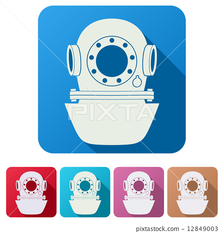 450x468 Set Flat Icons Of Underwater Diving Helmet Vector Illustration