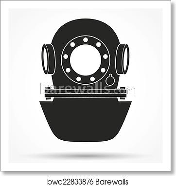362x382 Silhouette Symbol Of Underwater Diving Helmet Vector Illustration