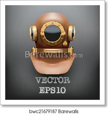 362x382 Background Of Underwater Diving Suit Helmet Vector Illustration