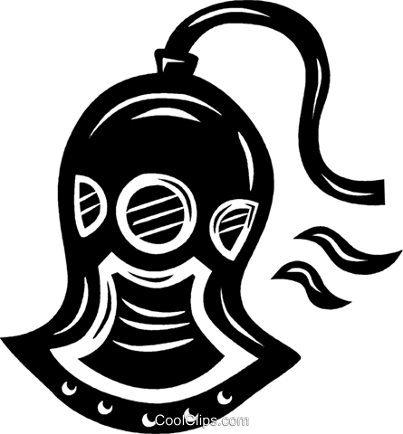 445x480 Deep Sea Diving Helmet Royalty Free Vector Clip Art Illustration