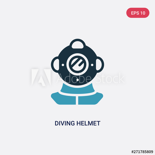 500x500 Two Color Diving Helmet Vector Icon From Nautical Concept