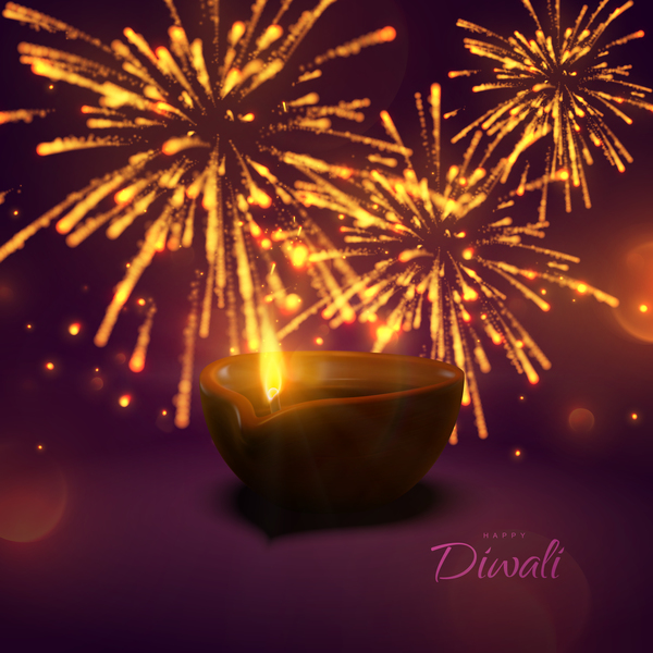 600x600 Firework Effect With Diwali Background Vector Free Download