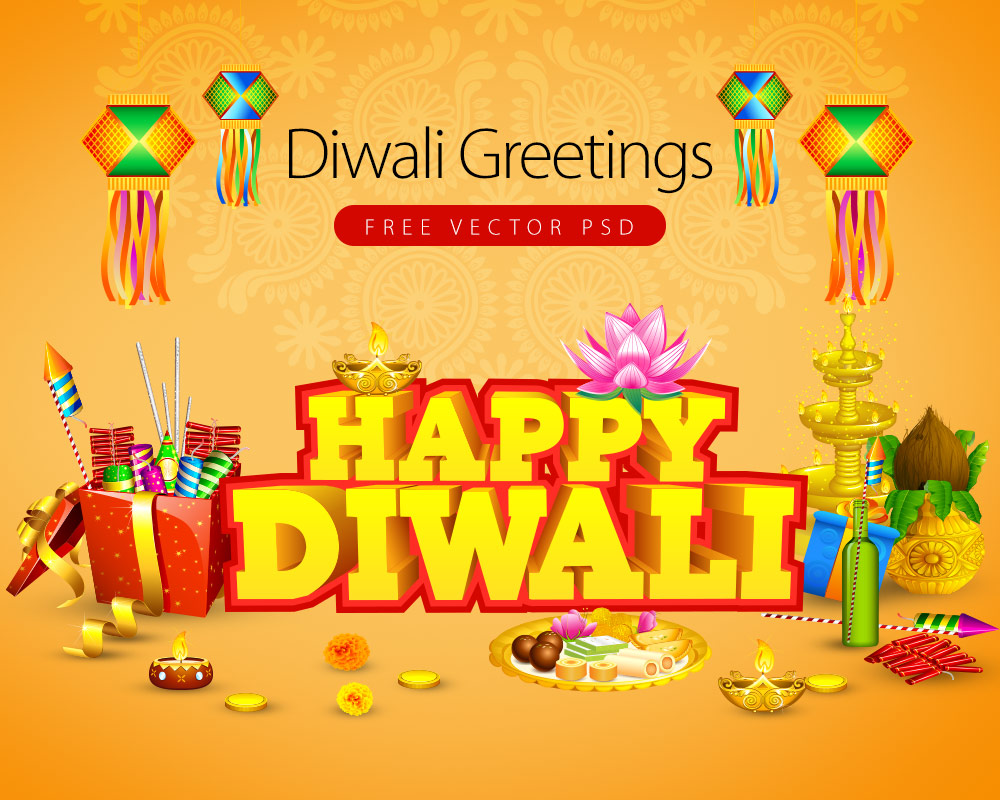 1000x800 Diwali Greetings Card Free Vector Graphics