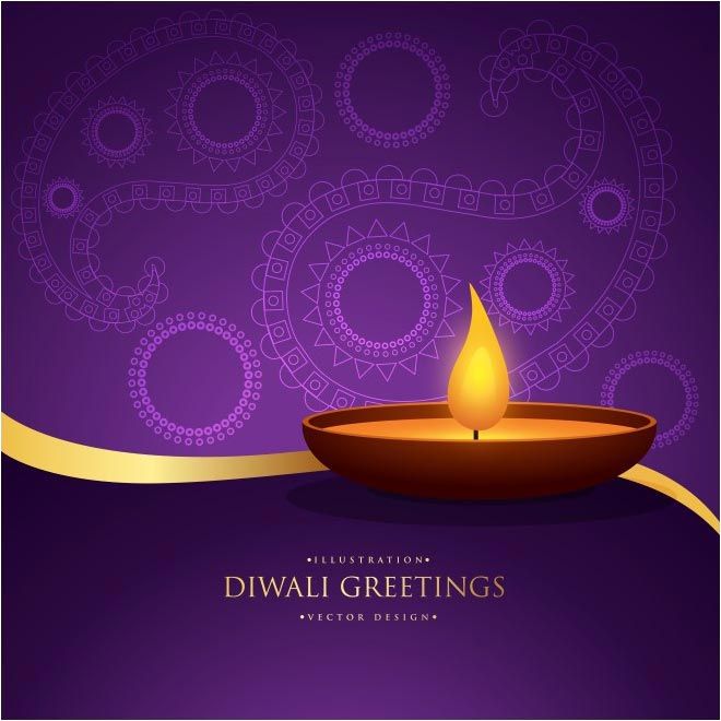 660x660 Diwali Greetings Purple Floral Art Background With Typography