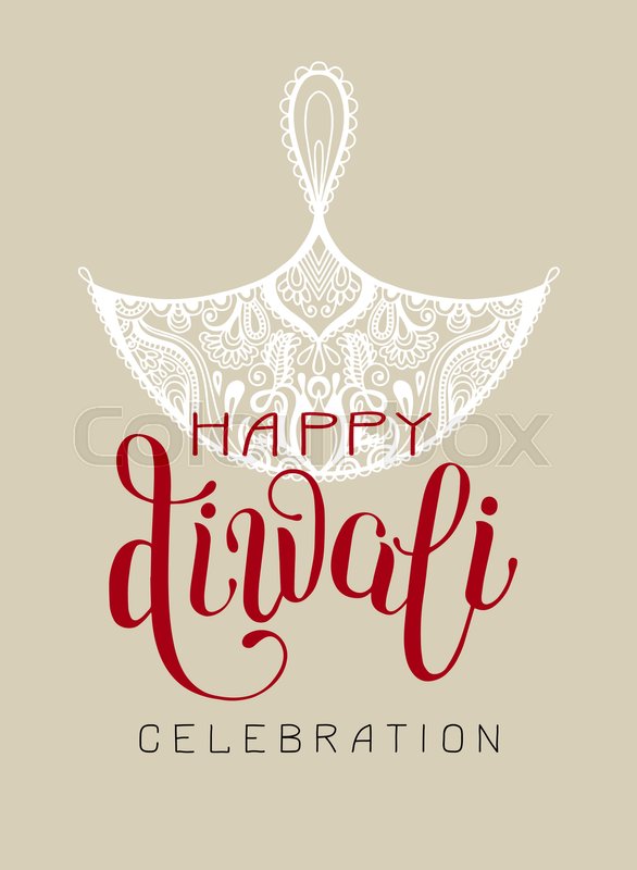 586x800 Happy Diwali Greeting Card With Hand Stock Vector Colourbox