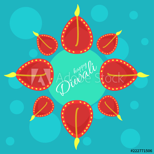 500x500 Indial Festival Of Lights Vector Poster With Happy Diwali