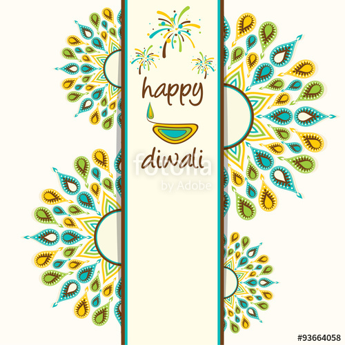 500x500 Creative Happy Diwali Greeting Card Design With Colorful Diyas