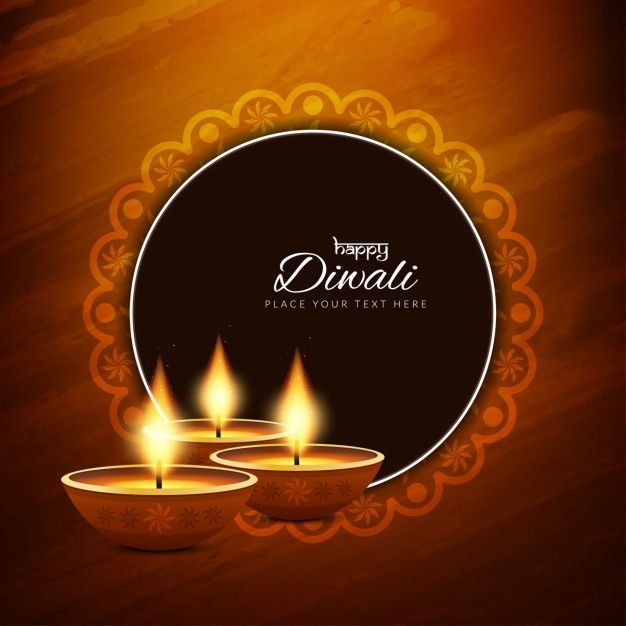 626x626 Brown Background With Ornamental Frame For Diwali Free Vector