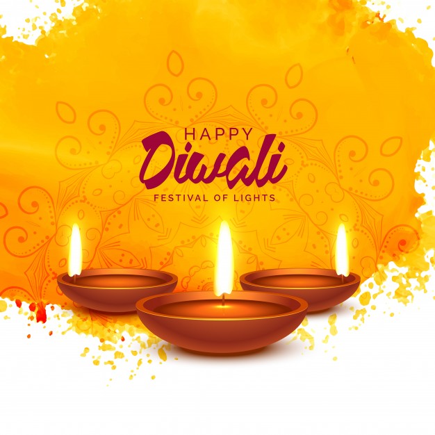 626x626 Happy Diwali Vector Background With Orange Watercolor Vector