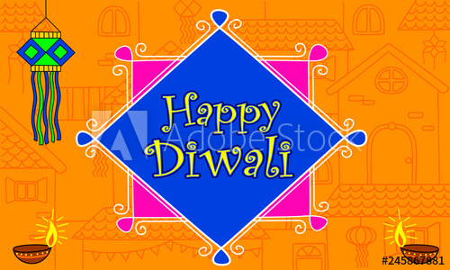 Diwali Wallpaper Colorful Vector Illustration 500x300 Diwali Wallpaper Colorful Vector Illustration