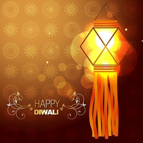 Free Vector Happy Diwali Glowing Lamp Greeting Card Template 600x600 Free Vector Happy Diwali Glowing Lamp Greeting Card Template