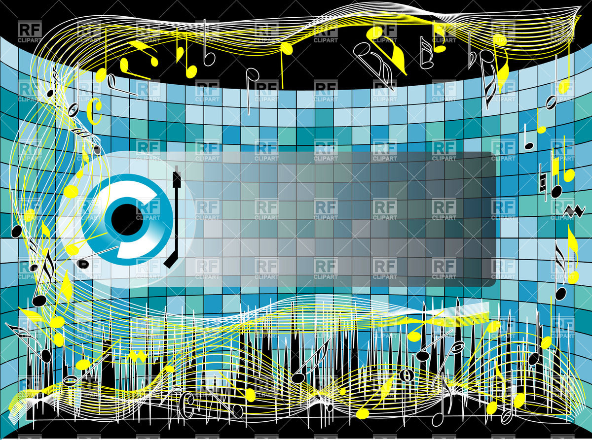 1200x893 Dj Turntable Over Colorful Tiles Background With Notes Vector
