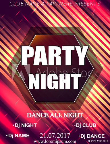 383x500 Night Dance Party Poster Background Template Festival Vector