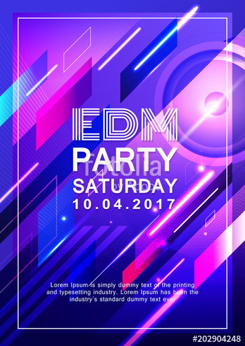 355x500 Poster Dj Party Design Electronic Music Vector Background Stock