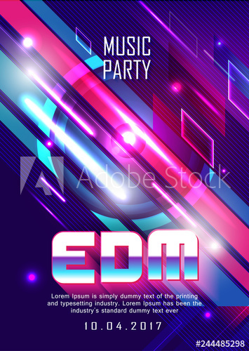 355x500 Poster Electronic Music Dj Party Retro Design Vector Background