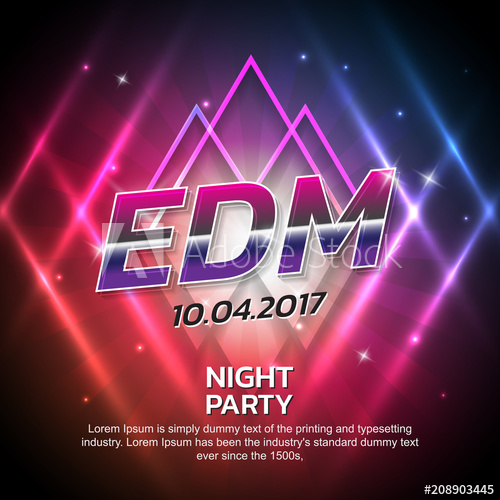500x500 Electronic Dj Music Party Design Poster Background Vector