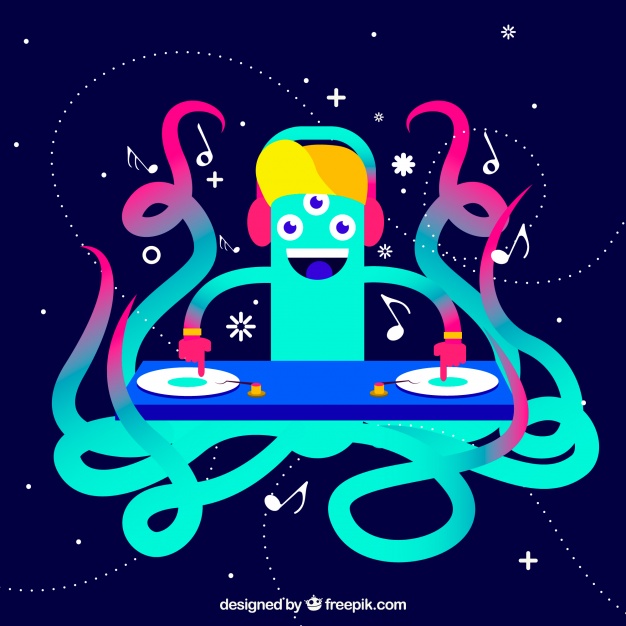 626x626 Colorful Octopus Dj Background Vector Free Download
