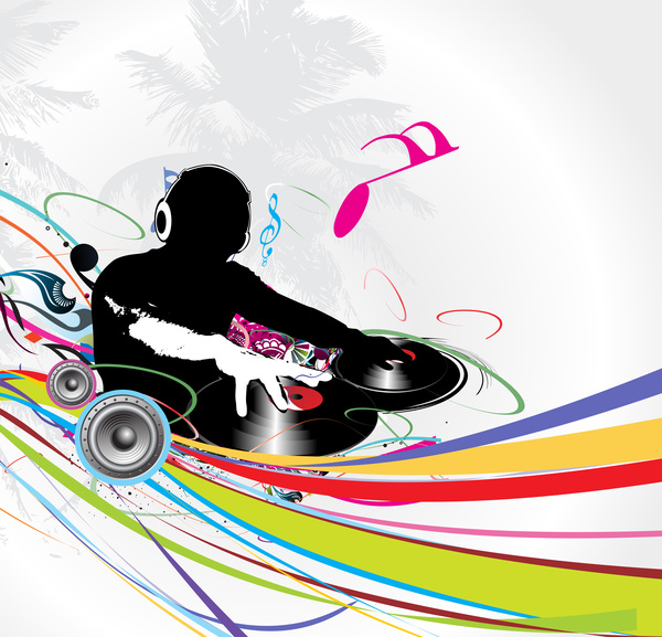 600x577 Dj Man With Fashion Music Background Vector Free Download