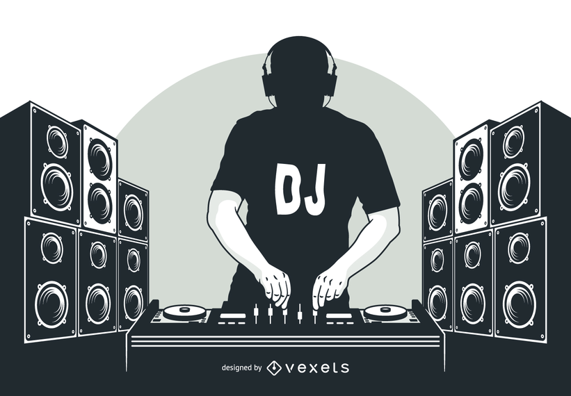 821x570 Silhouette Dj Boy With Speakers