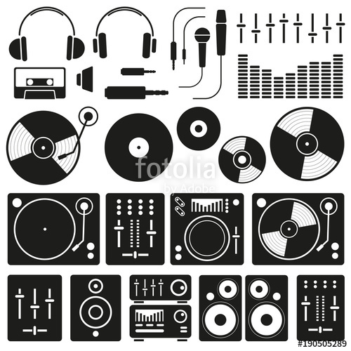 500x500 Vector Music Icon Set On White Background Icons Of Dj Staff