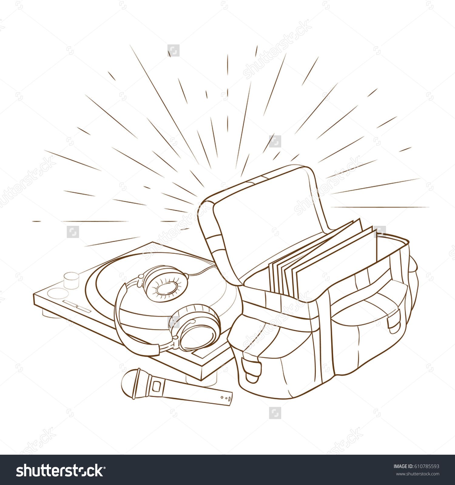 1500x1600 Vector Outline Dj Equipment Devices Isolated On White Background