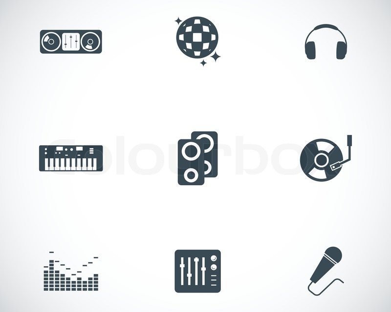 800x640 Vector Black Dj Icons Set Stock Vector Colourbox