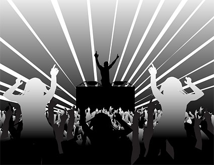 425x328 Dj And Dancing Supertype Figure Silhouette Vector Free Vector