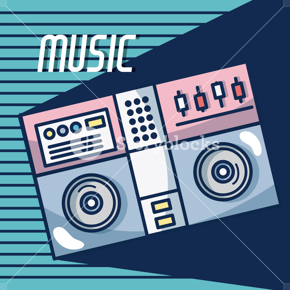 1000x1000 Dj Turntable Modern Music Equipment Cartoon Over Colorful