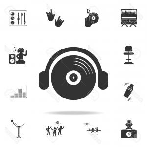 300x300 Photostock Vector Black And White Dj Turntable With Music Disco