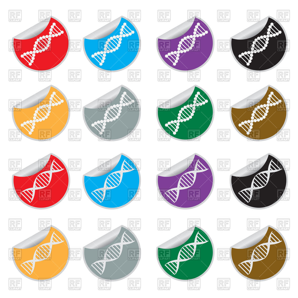 1200x1200 Set Of Colored Stickers With Images Of Dna Vector Image Of Icons