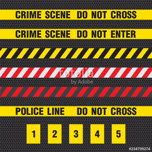 500x500 Crime Scene Yellow Tape, Police Line Do Not Cross Tape Stock