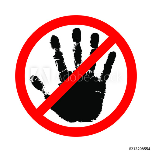 500x500 Sign Hand Blocking Icon Stop Hand Symbol Do Not Touch Vector
