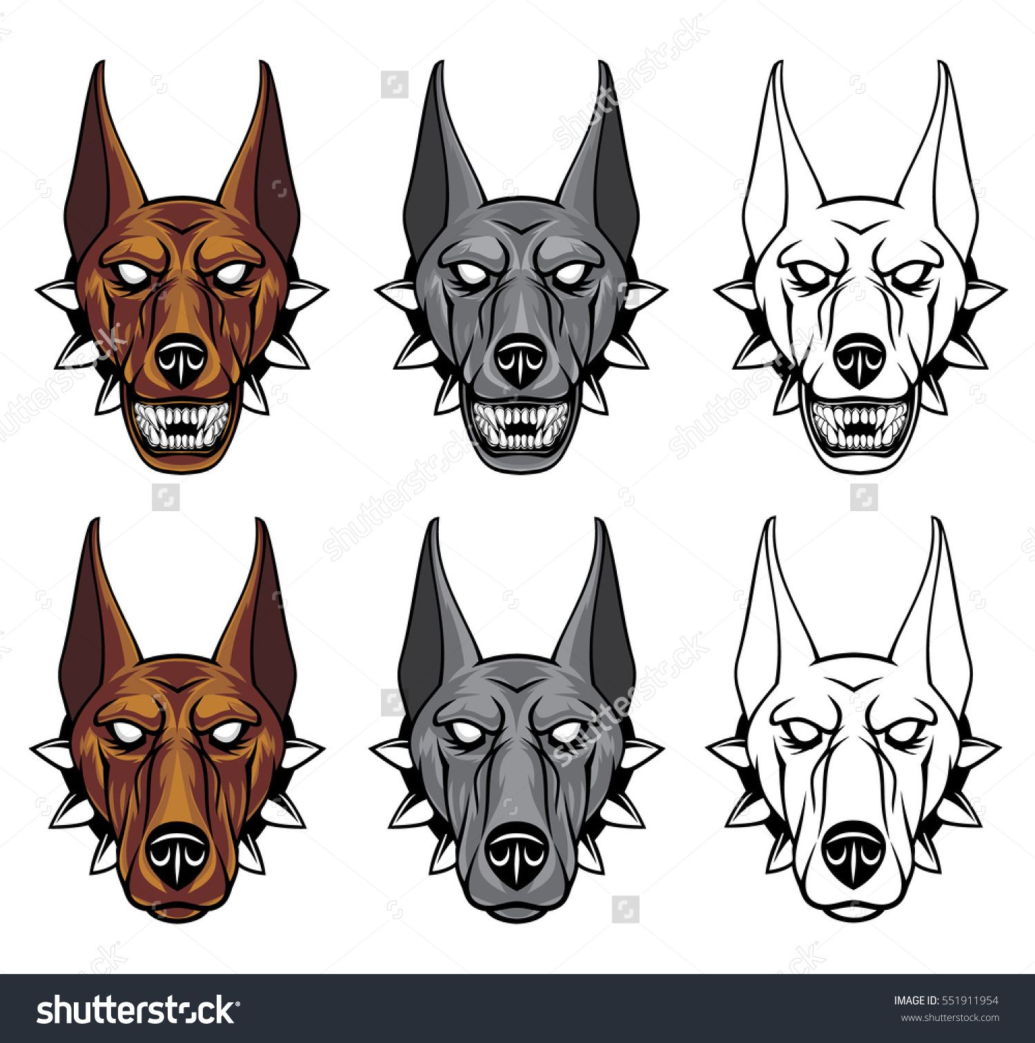 1500x1512 Doberman Head Set Vector Illustration Shutterstock